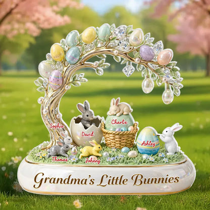 Personalized Shaped Acrylic Block Plaque Grandma's Little Bunnies Easter Egg Scene - Unique Easter Gift for Grandma