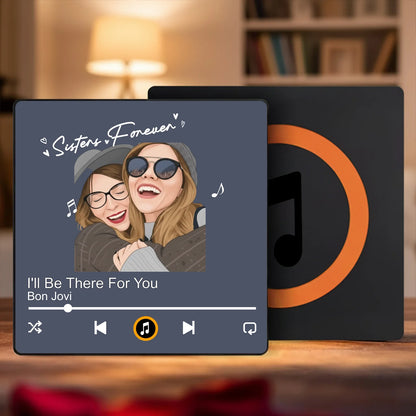 Personalized Photo & Song Music Fridge Magnet, Custom Playlist Gift for Sisters, Best Friends or Soulmates