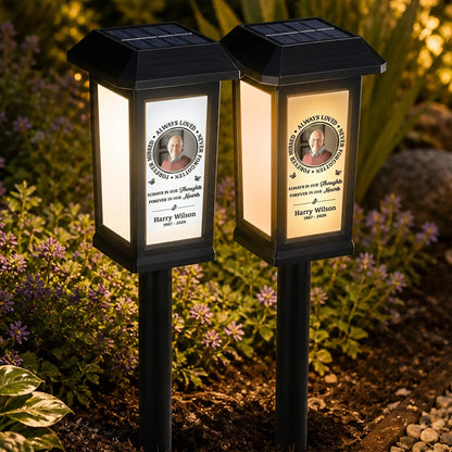 Personalized Solar Memorial Garden Light with Photo & Name, Remembrance Stake Light for Loved Ones