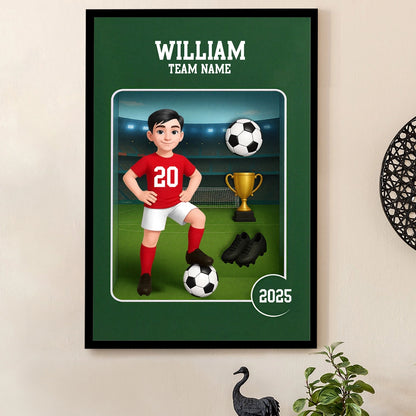 Acrylic Block Plaque - Customizable Soccer Keepsake, stadium design, player with ball - Creative Gift for Kids & Teams