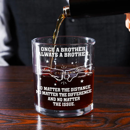 Personalized Brother Fist Bump Whiskey Glass No Matter The Distance Quote Unique Gift for Brother