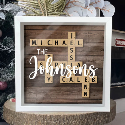 Family Keepsake Crossword Puzzle Art Created In A Moment Treasured Forever Personalized Shadow Box