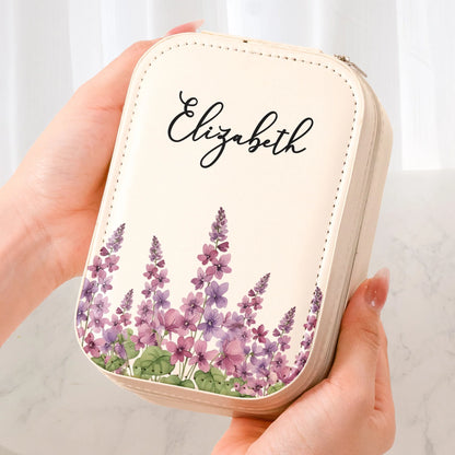 Custom Name & Birth Flower Gift For Her, Daughter, Sister - Custom Makeup Box With LED Mirror