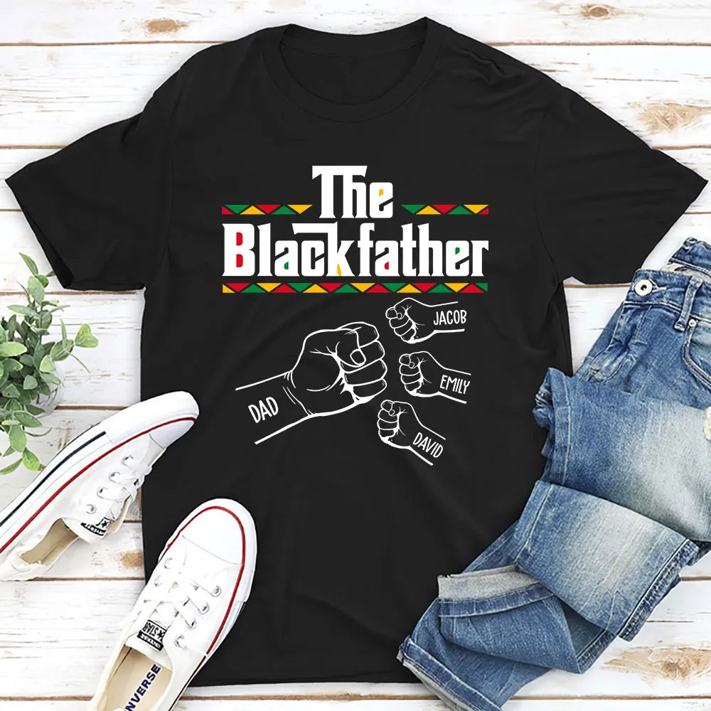 Personalized The Blackfather Classic Tee with Fist Bump Family Graphic - Unique Father's Day Gift for Dad