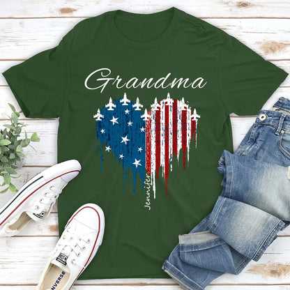 Personalized Grandma Classic Tee with USA Flag Heart - Unique Custom Gift for Fourth of July Pride