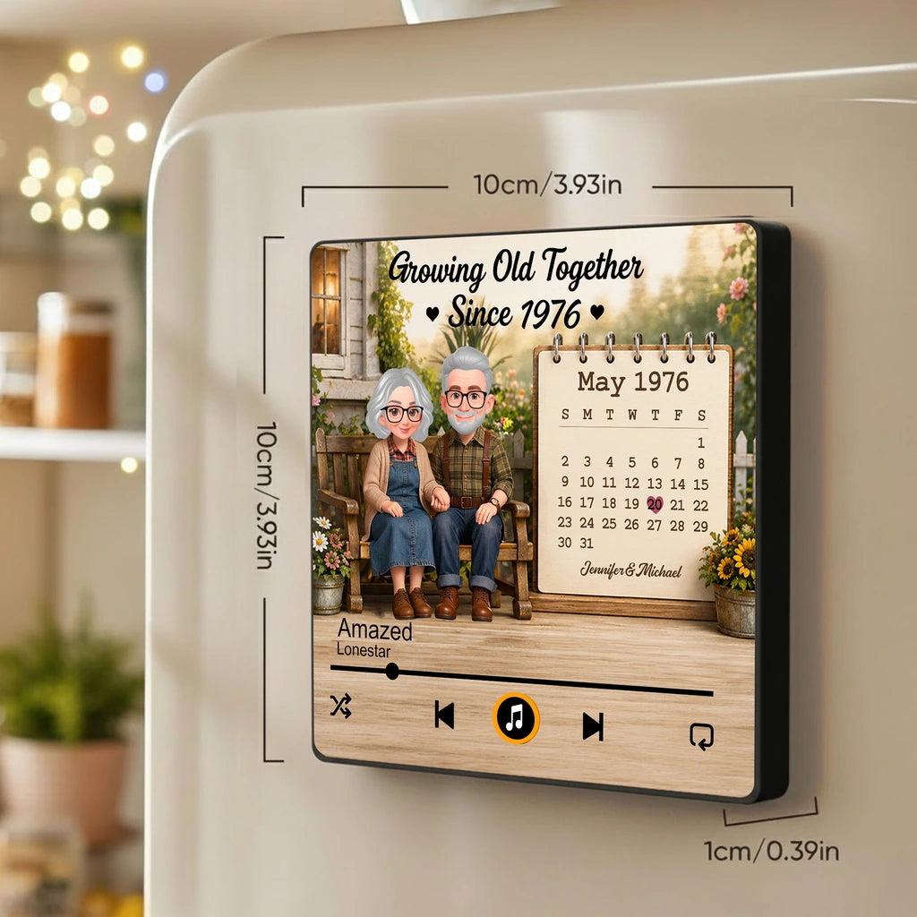 Acrylic Music Magnet with Growing Old Together Art, Creative Custom Gift for Anniversary Decor