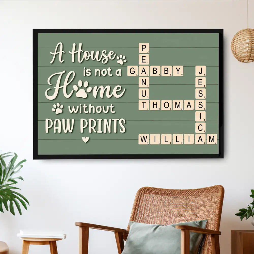 house plant crossword Personalized Pet‑Name Crossword Poster, “A House Is Not a Home Without Paw Prints” Dog Wall Art