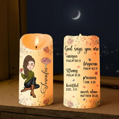 Personalized Flameless LED Candle with Bible Verses, Heartwarming Gift for Family and Friends