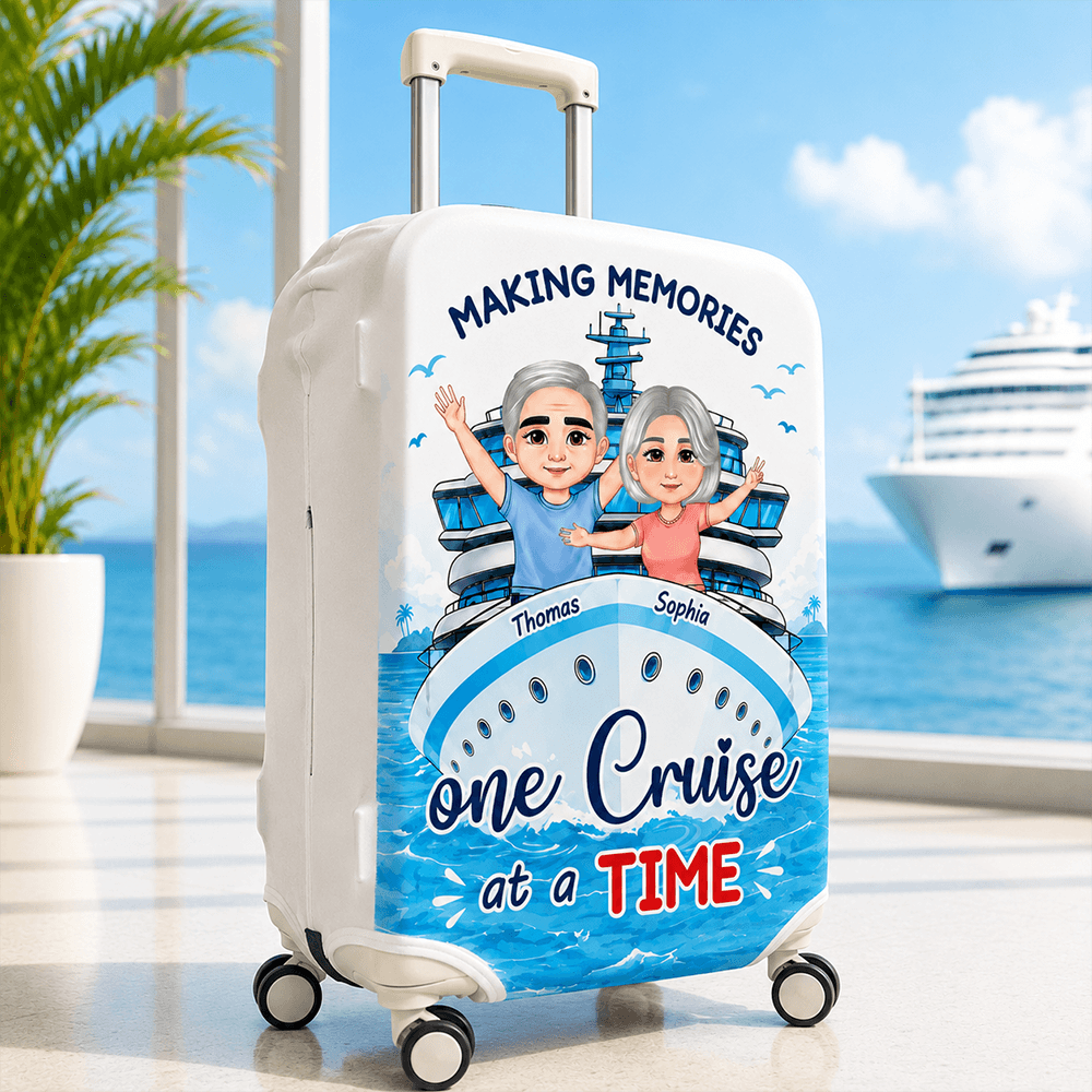 Personalized Cruise Luggage Cover for Couples, Making Memories One Cruise at a Time, Custom Travel Gift