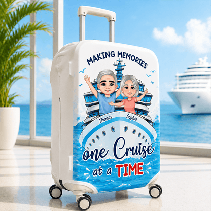 Personalized Cruise Luggage Cover for Couples, Making Memories One Cruise at a Time, Custom Travel Gift