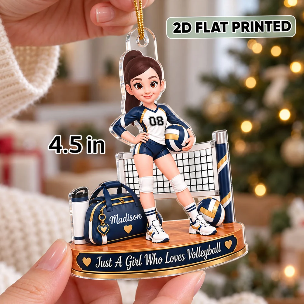 Personalized Acrylic Ornament, Girl Who Loves Volleyball Design, Creative Keepsake Gift for Granddaughter