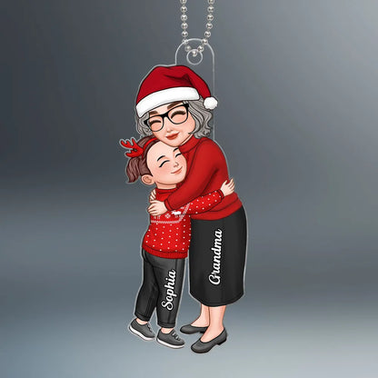 Cute Grandma & Grandkid Hugging - Gift For Grandkids & Grandma - Personalized Acrylic Ornament