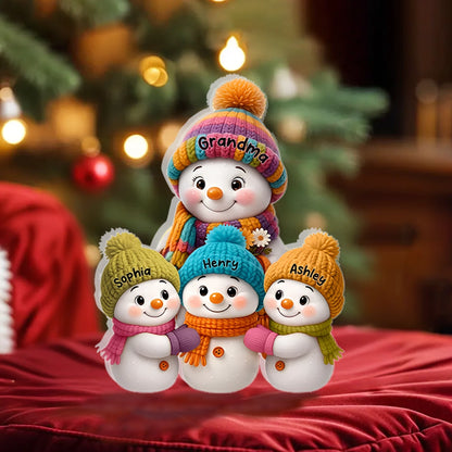 Shaped Acrylic Block Plaque Snowman Family – Cozy Winter Mantel Décor, heartwarming keepsake, perfect gift for Grandma