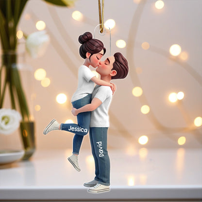Personalized Acrylic Car Hanger with Kissing Couple, Unique Gift for Couples, Sunset Drive Decor