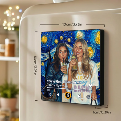 Personalized Acrylic Music Magnet, Custom Photo Song Design for Friend, Unique Gift with Starry Art