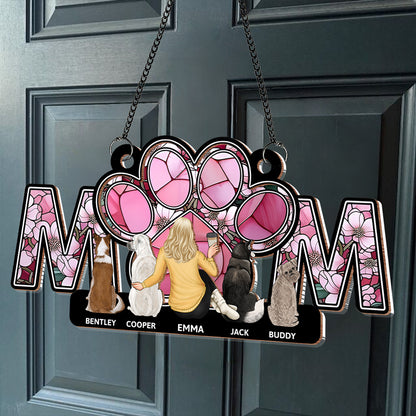 Personalized Wood and Acrylic Layered Ornament – MOM Design with Custom Names and Pet Details, Perfect Mother’s Day Gift for Pet-Loving Moms, A Unique and Sentimental Home Decor Keepsake