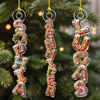 Personalized Gingerbread Letter Acrylic Ornament, Sweet Christmas Keepsake, Creative Gift for Kids and Family