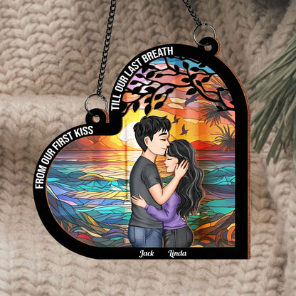 Personalized Couple Ornament - Capturing First Kiss and Everlasting Love in Unique Design