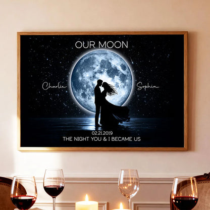 Personalized Our Moon Poster, Romantic Starry Night Wall Art, Creative Gift for Her or Him