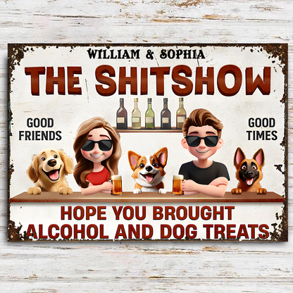 Personalized Iron Sign for Couples & Dog Lovers - Custom Outdoor Decor