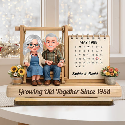 Growing Old Together Personalized 2-Layer Wooden Plaque - Sweet Couple Keepsake for Home Display, Thoughtful Gift for Him or Her