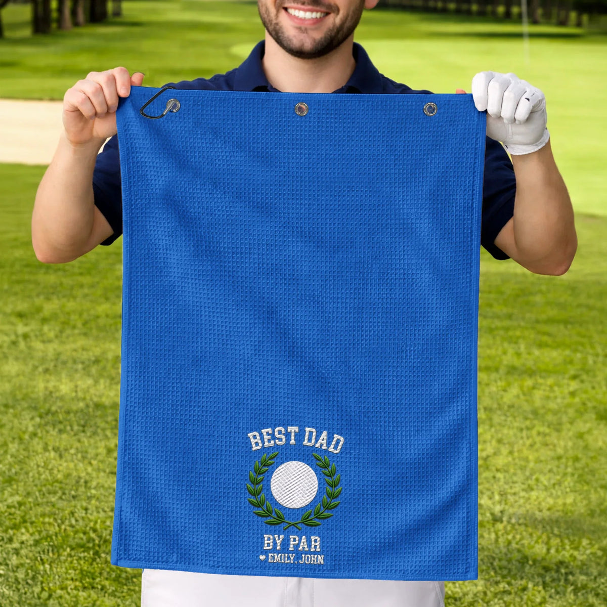 Personalized Golf Towel for Dad, Embroidered Golf Design, Unique Creative Gift for Course Days