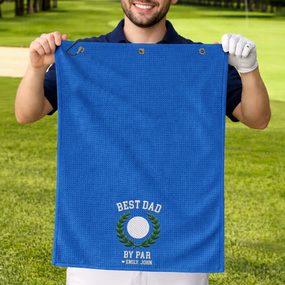 Personalized Golf Towel for Dad, Embroidered Golf Design, Unique Creative Gift for Course Days