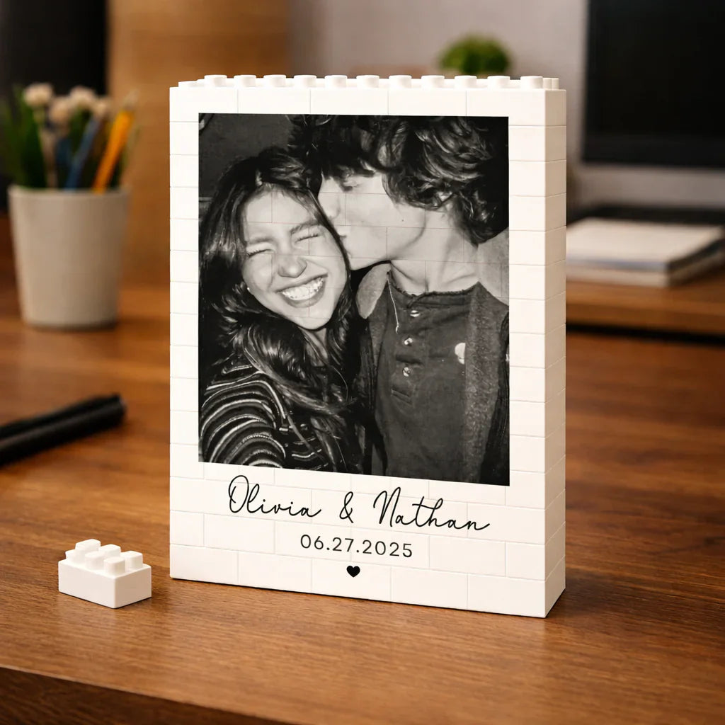 Custom PVC Building Brick Puzzle with Your Photo - Sweet Couple Kiss Moment Keepsake, Creative Gift for Him or Her