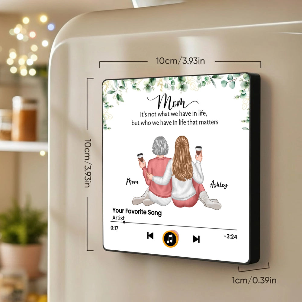 Personalized Acrylic Music Magnet for Mom and Daughter Sitting Together, Sweet Custom Fridge Decor, Unique Gift for Mom