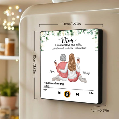 Personalized Acrylic Music Magnet for Mom and Daughter Sitting Together, Sweet Custom Fridge Decor, Unique Gift for Mom