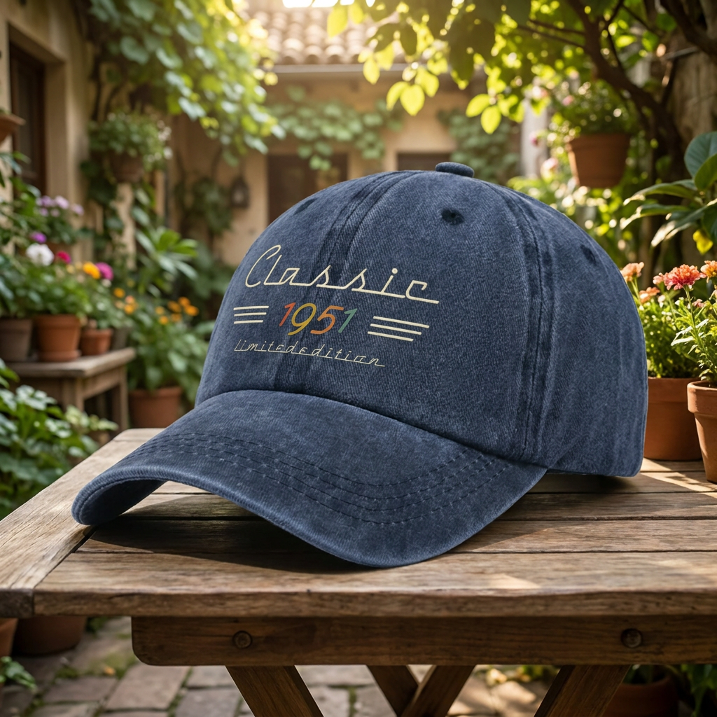 Washed Denim Baseball Cap, Personalized Creative Gift for Him with Vintage Look & Relaxed Everyday Style
