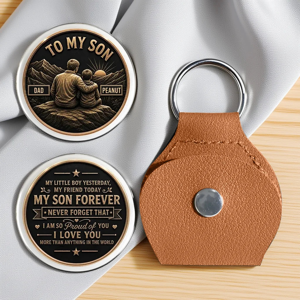 Personalized Pocket Hug For Son, Mountain Sunset Keepsake, Unique Gift From Dad