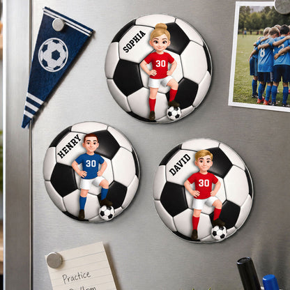 Custom Cartoon Soccer Acrylic Fridge Magnet With Ball, Creative Gift for Son, Daughter or Grandkid