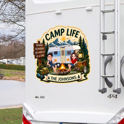 Personalized Camp Life RV Decal, Custom Couple & Family Camper Sticker, Camping Memories Gift