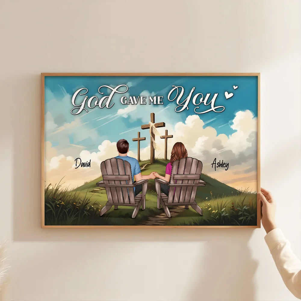 Personalized "God Gave Me You" Poster, Ornament, Plaque, Keychain– A Unique Gift for Couples, Faith & Love Expression
