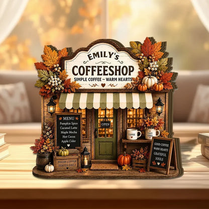 Thick Wooden Plaque, Simple Coffee Warm Hearts Fall Art, Creative Personalized Gift for Mom or Friend