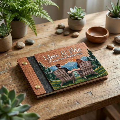 Wooden Memory Book, You & Me Mountain Adventure Keepsake, Personalized Creative Gift for a Couple