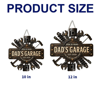 Dad's Garage Wooden Sign with Funny Fix-It Quote, Personalized Creative Gift for Dad's Workshop