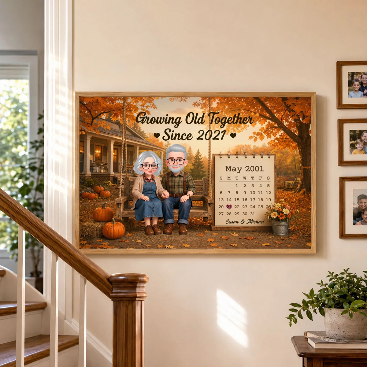 Personalized Poster with Growing Old Together Quote, Scenic Senior Couple Art, Unique Gift for Couple