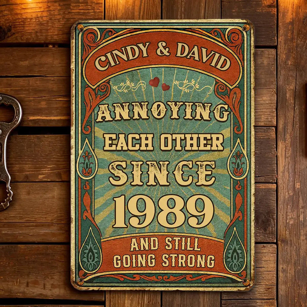Personalized Rectangular Iron Sign, Vintage Couple Humor Decor, Unique Creative Gift For A Spouse Or Couple