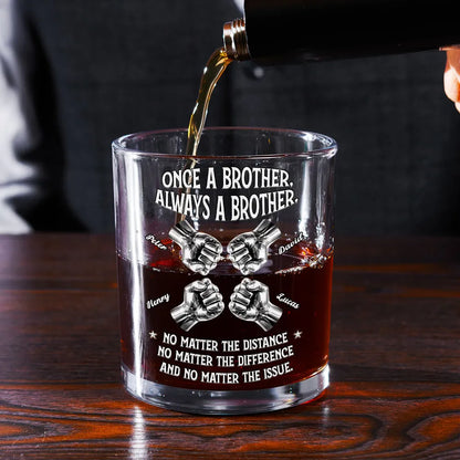 Always A Brother Personalized Whiskey Glass - Meaningful Sibling Gift For Whiskey Lovers, Bar-Ready Keepsake