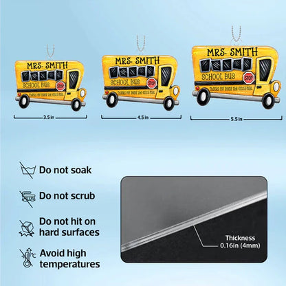 Acrylic Car Hanger with School Bus Art, Creative Gift for Driver, Thanks for Going the Extra Mile