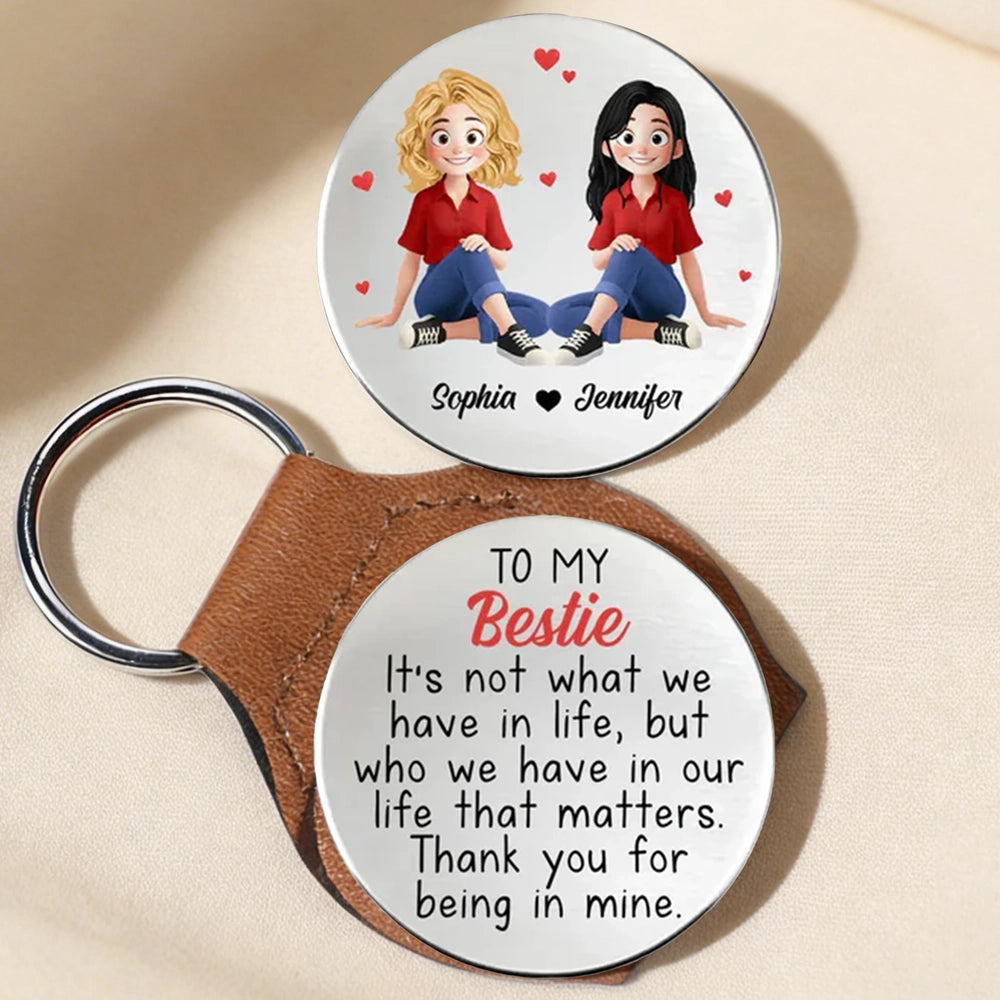 Personalized Pocket Hug Keepsake With Bestie Quote, Cute Sitting Girls Design, Unique Friendship Gift