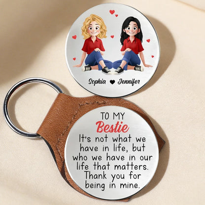 Personalized Pocket Hug Keepsake With Bestie Quote, Cute Sitting Girls Design, Unique Friendship Gift