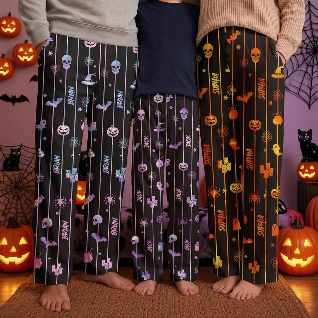 Spooky Family Printed Lounge Pants, Personalized Matching Keepsake and Unique Creative Gift for Family