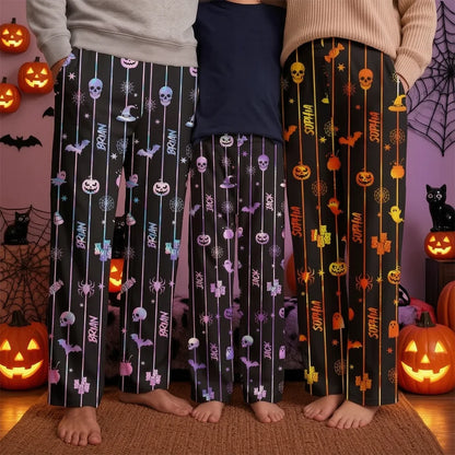 Spooky Family Printed Lounge Pants, Personalized Matching Keepsake and Unique Creative Gift for Family