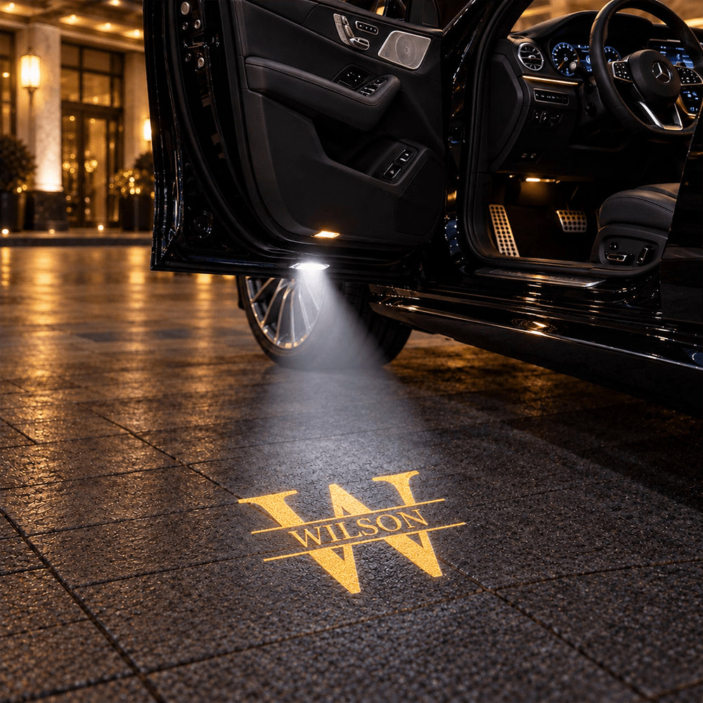 Personalized Car Door Projector Lights, Warm Gold Welcome Projection for Nighttime Entry, Creative Gift for Drivers