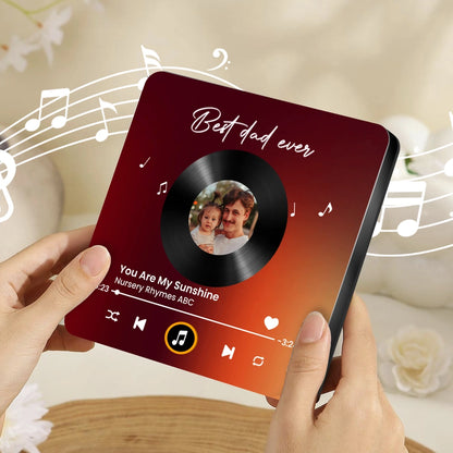 Personalized Acrylic Music Magnet With Photo & Song Look, Best Dad Ever Fridge Decor, Unique Father's Day Gift