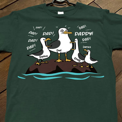 Personalized Seagull Dad Classic Tee, Funny Cartoon Dad & Kids Shirt, Unique Father's Day Gift for Dad