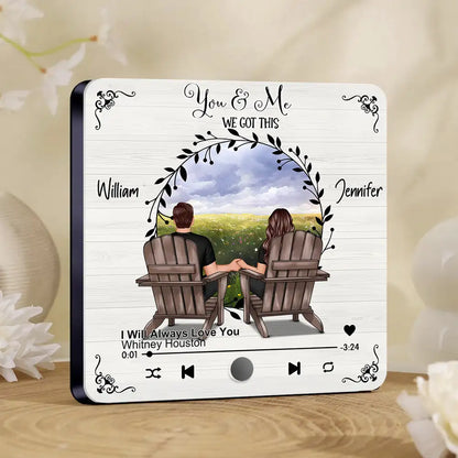 Romantic Fridge Magnet for Couples – Customized Names, Song, and Scenic Design